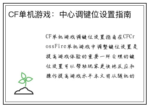 CF单机游戏：中心调键位设置指南