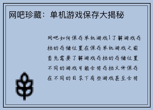 网吧珍藏：单机游戏保存大揭秘
